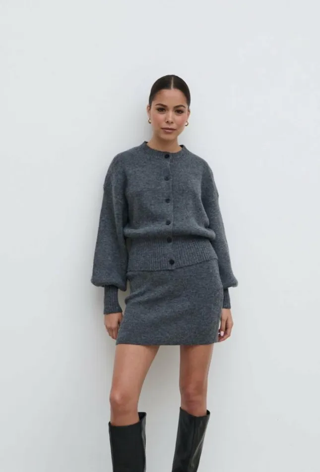 Pretty Lavish Sets Etta Knit Bomber Jacket Grey 8211 Women