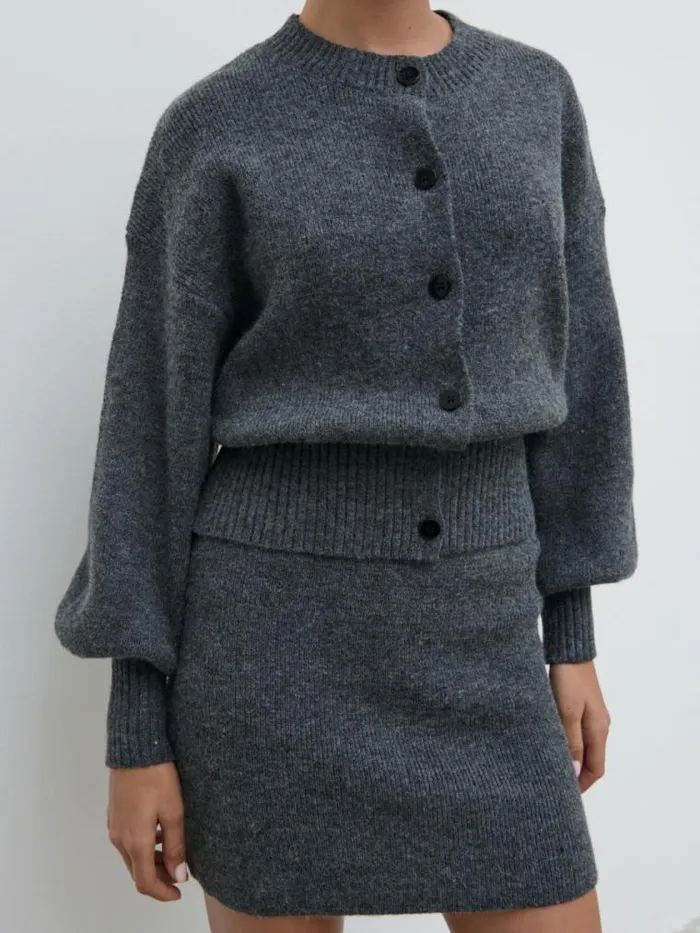 Pretty Lavish Sets Etta Knit Bomber Jacket Grey 8211 Women