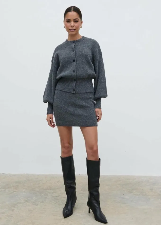 Pretty Lavish Sets Etta Knit Bomber Jacket Grey 8211 Women