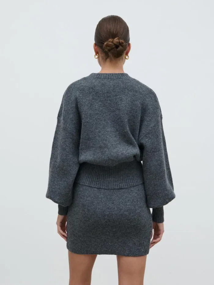 Pretty Lavish Sets Etta Knit Bomber Jacket Grey 8211 Women