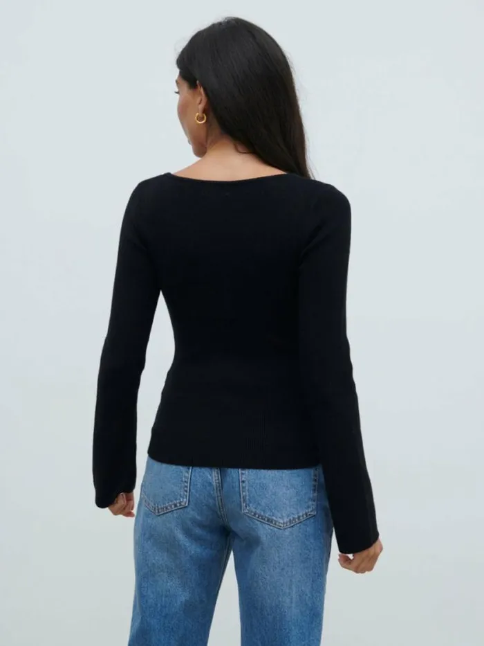 Pretty Lavish Tops Annabeth Bow Knit Top Black 8211 Women