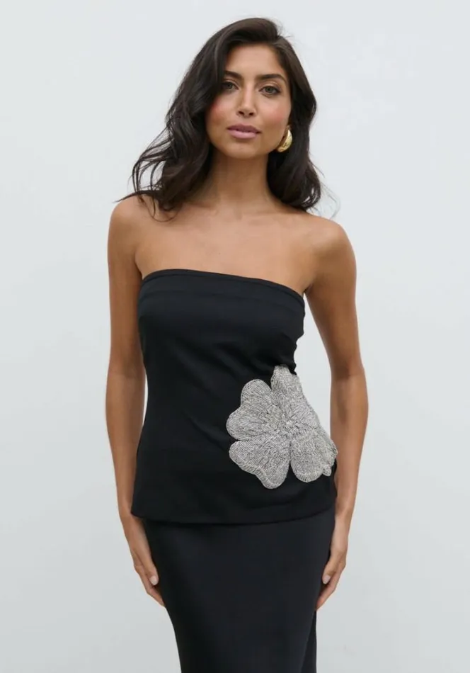 Pretty Lavish Tops Avis Bandeau Embellished Top Black 8211 Women