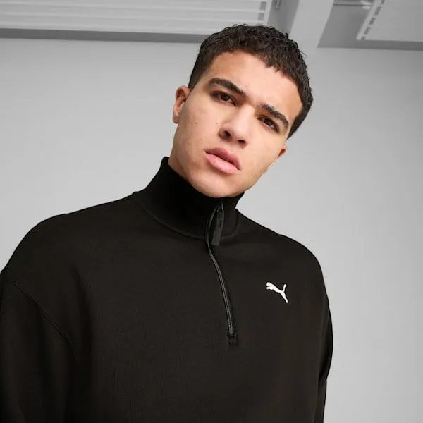 Puma Hoodies and Sweatshirts WARDROBE ESSENTIALS 039s Relaxed HalfZip Crew Puma Black 8211 Men Puma Hoodies and Sweatshirts WARDROBE ESSENTIALS 039s Relaxed HalfZip Crew Puma Black 8211 Men
