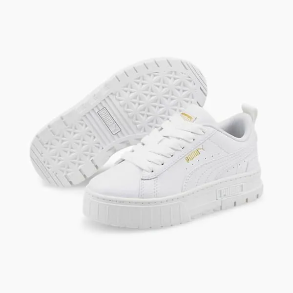 Puma Kids Mayze Leather Little 039 Sneakers Puma Whitepuma Team Gold 8211 Kids