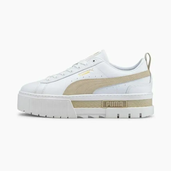 Puma Lifestyle Mayze Leather 039s Sneakers Puma Whitepeyote 8211 Women