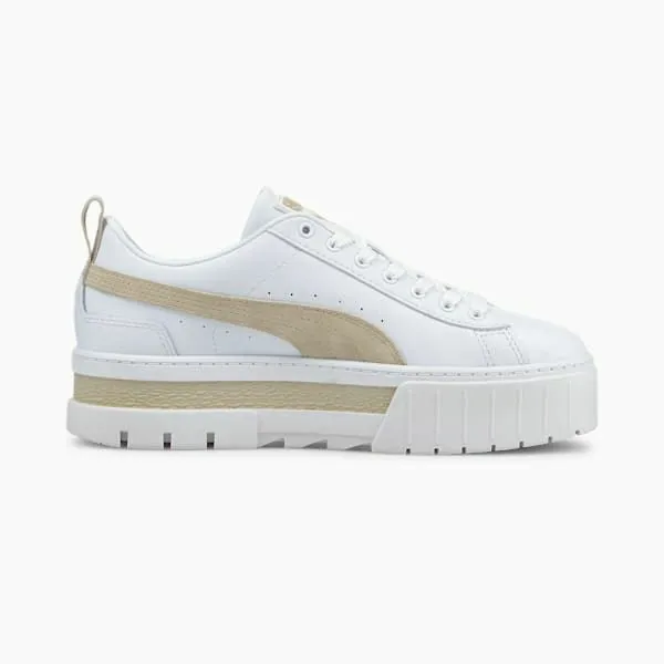 Puma Lifestyle Mayze Leather 039s Sneakers Puma Whitepeyote 8211 Women