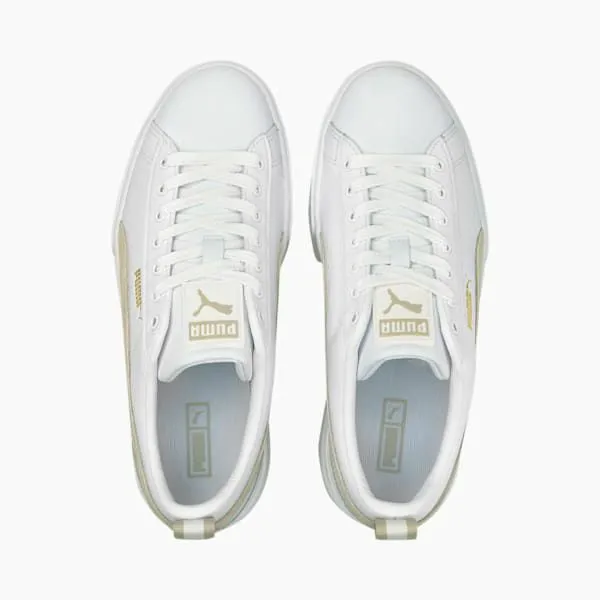 Puma Lifestyle Mayze Leather 039s Sneakers Puma Whitepeyote 8211 Women