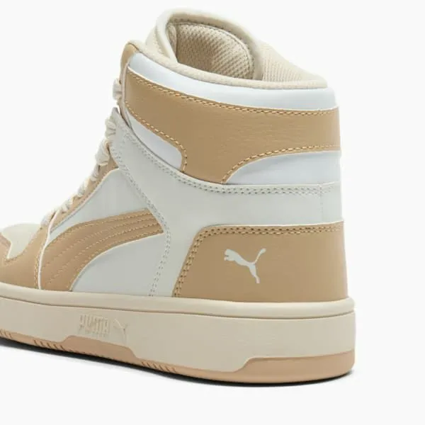 Puma Lifestyle Rebound LayUP 039s Mid Top Sneakers Warm Whitelight Sandsugared Almond 8211 Women