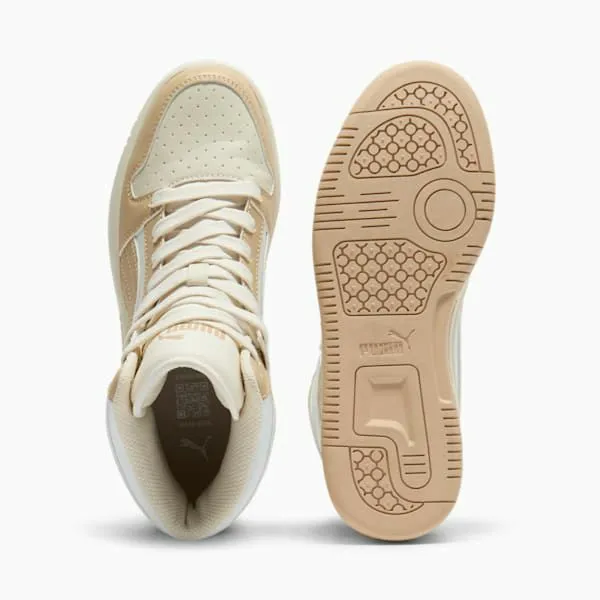 Puma Lifestyle Rebound LayUP 039s Mid Top Sneakers Warm Whitelight Sandsugared Almond 8211 Women