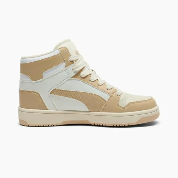 Puma Lifestyle Rebound LayUP 039s Mid Top Sneakers Warm Whitelight Sandsugared Almond 8211 Women