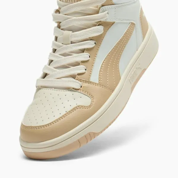 Puma Lifestyle Rebound LayUP 039s Mid Top Sneakers Warm Whitelight Sandsugared Almond 8211 Women