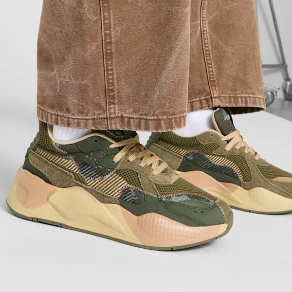Puma Lifestyle RSX Rain Map Camo Sneakers Olive Drabmyrtlesand Dune 8211 Men Puma Lifestyle RSX Rain Map Camo Sneakers Olive Drabmyrtlesand Dune 8211 Men