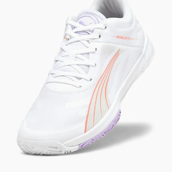 Puma Racquet Sports Accelerate Turbo 039s Court Shoes Puma Whitefire Orchidvivid Violetsedate Gray 8211 Women