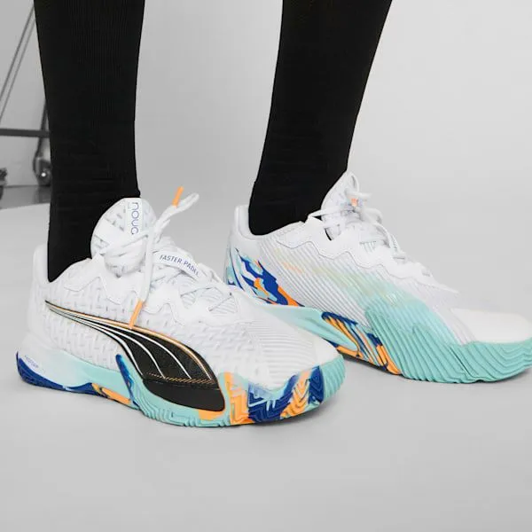 Puma Racquet Sports NOVA Elite Padel 039s Sneakers Puma Whitepuma Blackvivid Blueheat Fire 8211 Men