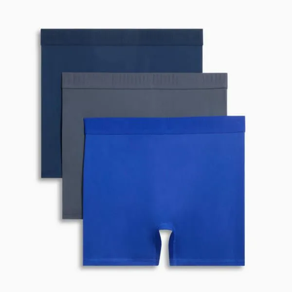 Puma Socks and Underwear PUMA 039s Athletic Fit Boxer Briefs 3 Pack Bright Blue 8211 Men