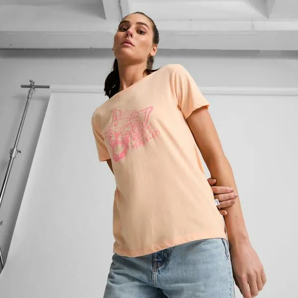 Puma TShirts and Tops Big Cat Energy 039s Tee Peach Fizz 8211 Women