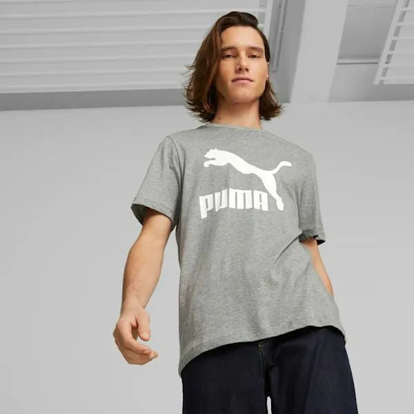 Puma TShirts and Tops Classics Logo 039s Tee Medium Gray Heather 8211 Men