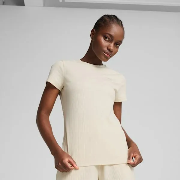 Puma TShirts and Tops ESS ELEVATED Rib Tee Alpine Snow 8211 Women