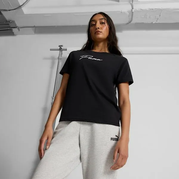 Puma TShirts and Tops GRAPHICS Script 039s Tee Puma Black 8211 Women