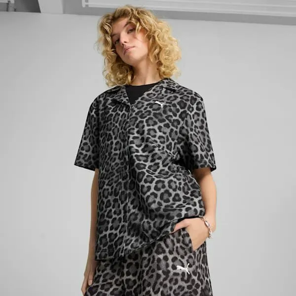 Puma TShirts and Tops LEO LUXE 039s Relaxed AllOver Print Woven Shirt Puma Black 8211 Women Puma TShirts and Tops LEO LUXE 039s Relaxed AllOver Print Woven Shirt Puma Black 8211 Women