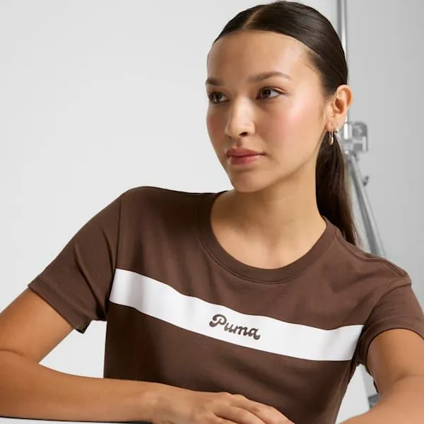Puma TShirts and Tops Upfront Line Logo 039s Tee Espresso Brown 8211 Women