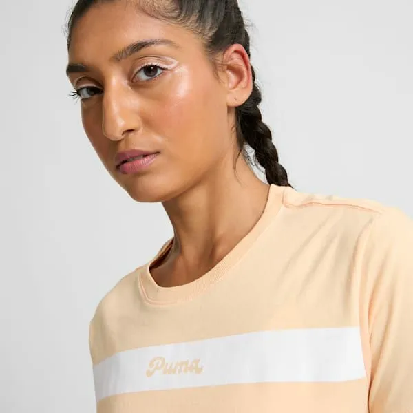 Puma TShirts and Tops Upfront Line Logo 039s Tee Peach Fizz 8211 Women