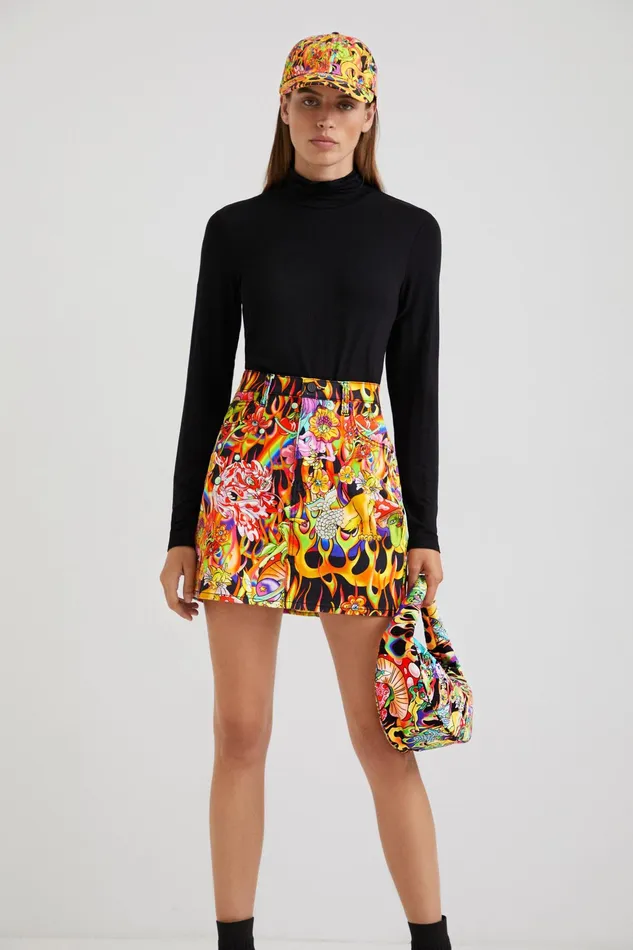 Rainbow Short Skirt Women Desigual Skirts and Shorts