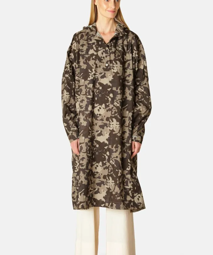 RainwearClothing Ilse Jacobsen Knitwear Poncho W Sleeves 8211 Brown Camo