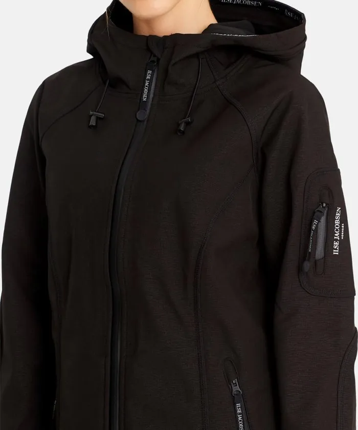 Rainwear Ilse Jacobsen Raincoats Long Soft Shell Raincoat 8211 Black
