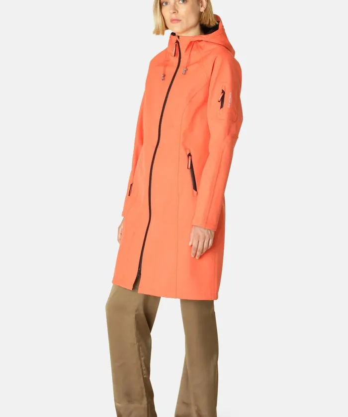Rainwear Ilse Jacobsen Raincoats Long Soft Shell Raincoat 8211 Hot Orange