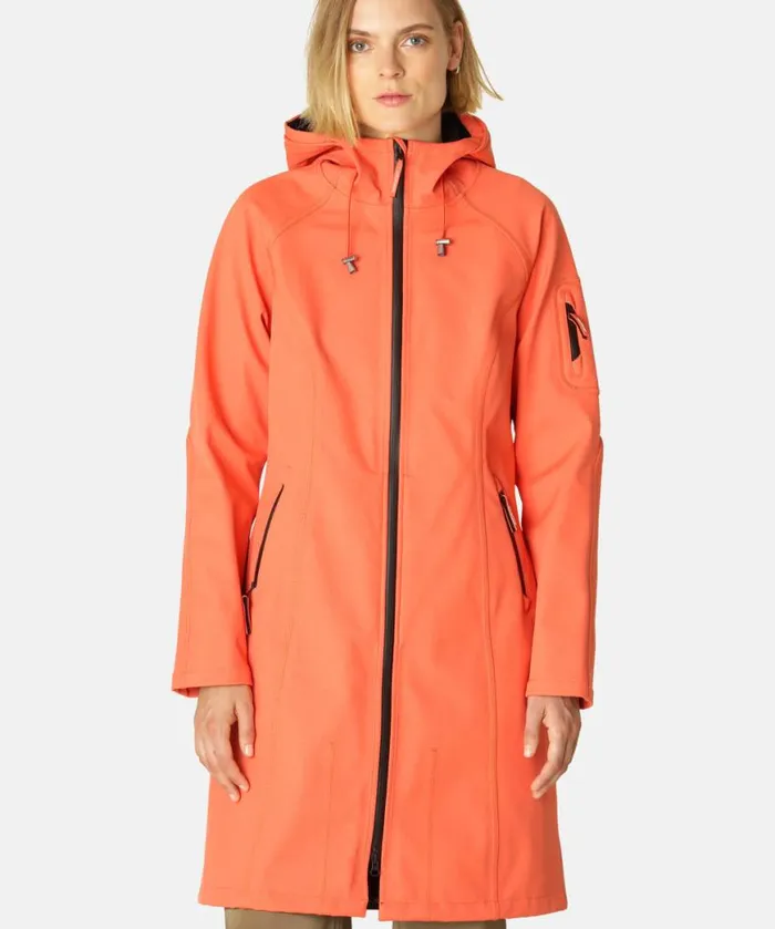 Rainwear Ilse Jacobsen Raincoats Long Soft Shell Raincoat 8211 Hot Orange