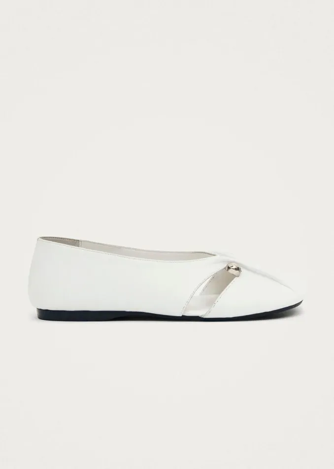 Ravena White Leather Ballet Flats Women ALOHAS Ballet Flats