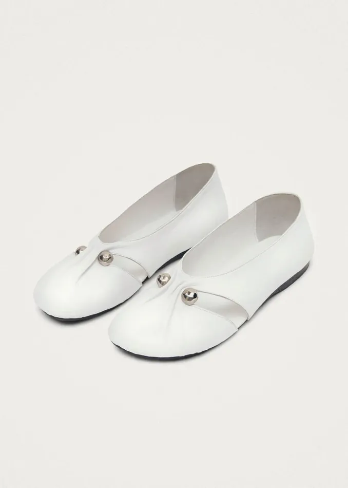 Ravena White Leather Ballet Flats Women ALOHAS Ballet Flats