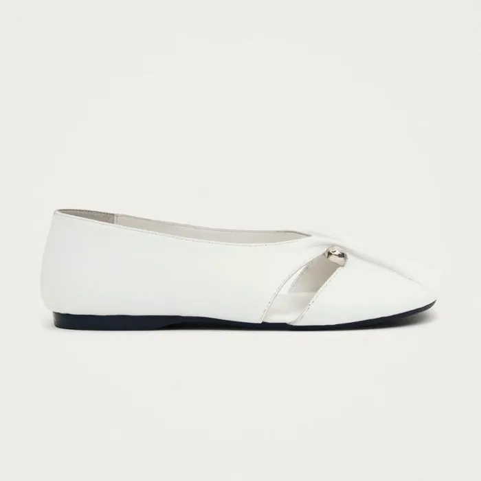 Ravena White Leather Ballet Flats Women ALOHAS Ballet Flats