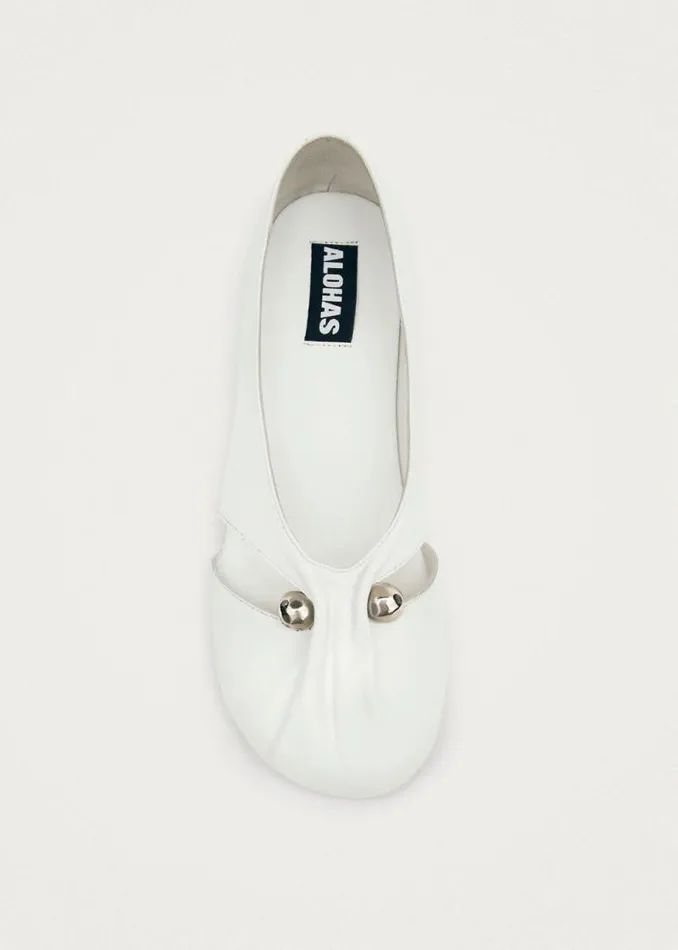 Ravena White Leather Ballet Flats Women ALOHAS Ballet Flats