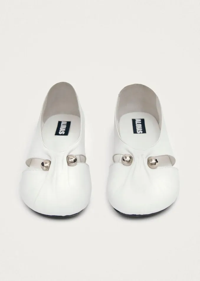 Ravena White Leather Ballet Flats Women ALOHAS Ballet Flats