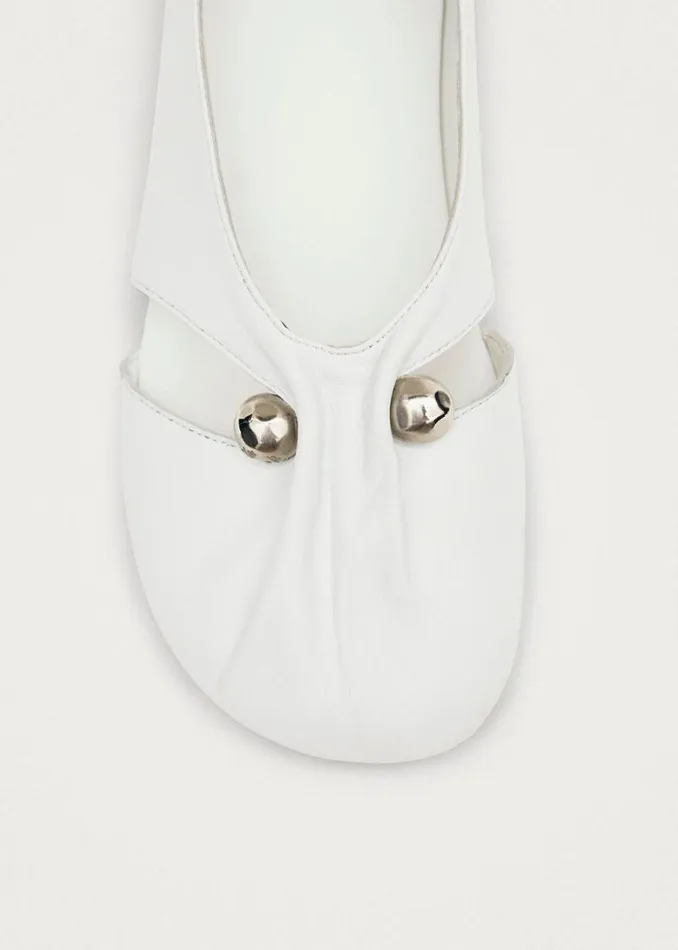 Ravena White Leather Ballet Flats Women ALOHAS Ballet Flats