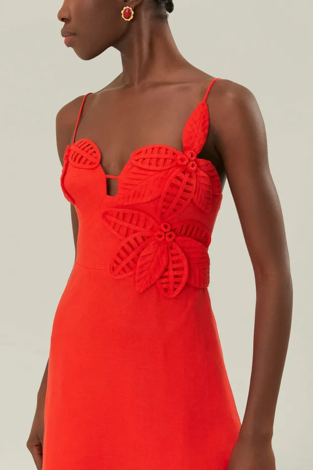 Red 3D Flower Bodice Mini Dress Women FARM Rio Mini Dresses Red 3D Flower Bodice Mini Dress Women FARM Rio Mini Dresses