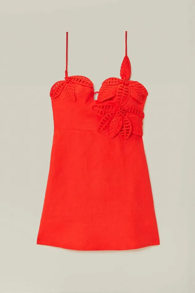 Red 3D Flower Bodice Mini Dress Women FARM Rio Mini Dresses Red 3D Flower Bodice Mini Dress Women FARM Rio Mini Dresses