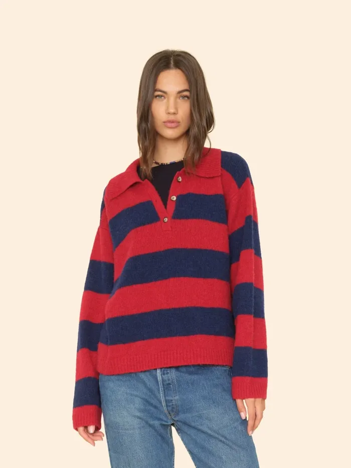Red Blue Benton Sweater Women Sweaters and Jackets XRENA
