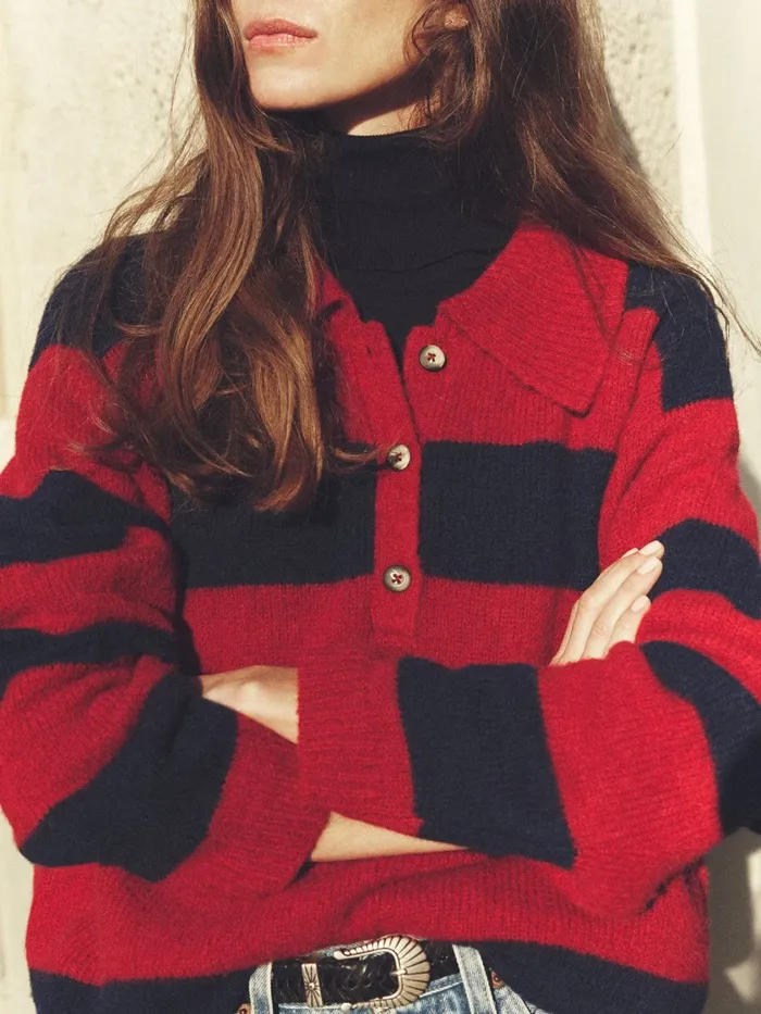 Red Blue Benton Sweater Women Sweaters and Jackets XRENA Red Blue Benton Sweater Women Sweaters and Jackets XRENA