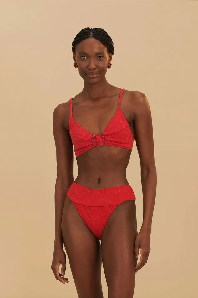 Red Matelasse Pineapple Bikini Top Women FARM Rio Bikinis Red Matelasse Pineapple Bikini Top Women FARM Rio Bikinis