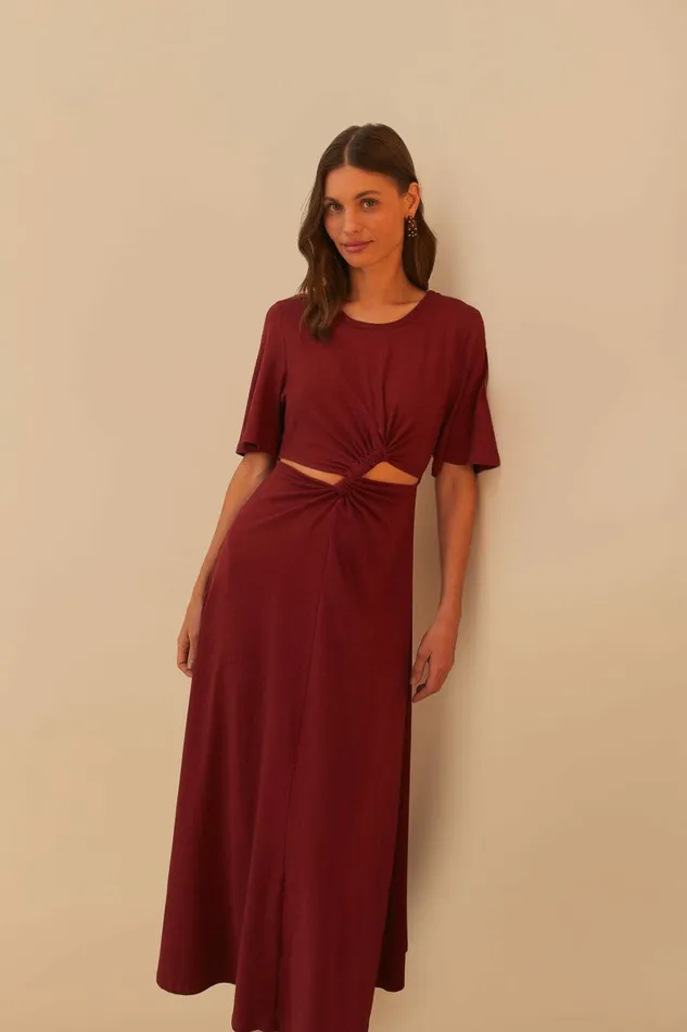 Red Short Sleeve CutOut Midi Dress Women FARM Rio Midi Dresses Red Short Sleeve CutOut Midi Dress Women FARM Rio Midi Dresses