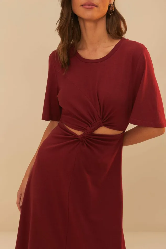 Red Short Sleeve CutOut Midi Dress Women FARM Rio Midi Dresses Red Short Sleeve CutOut Midi Dress Women FARM Rio Midi Dresses