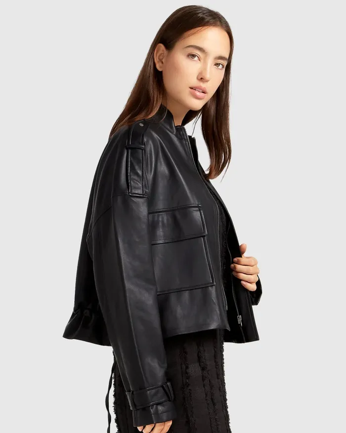 Reload Draped Leather Look Jacket 8211 Black Coats and Jackets Belle and Bloom Women Reload Draped Leather Look Jacket 8211 Black Coats and Jackets Belle and Bloom Women