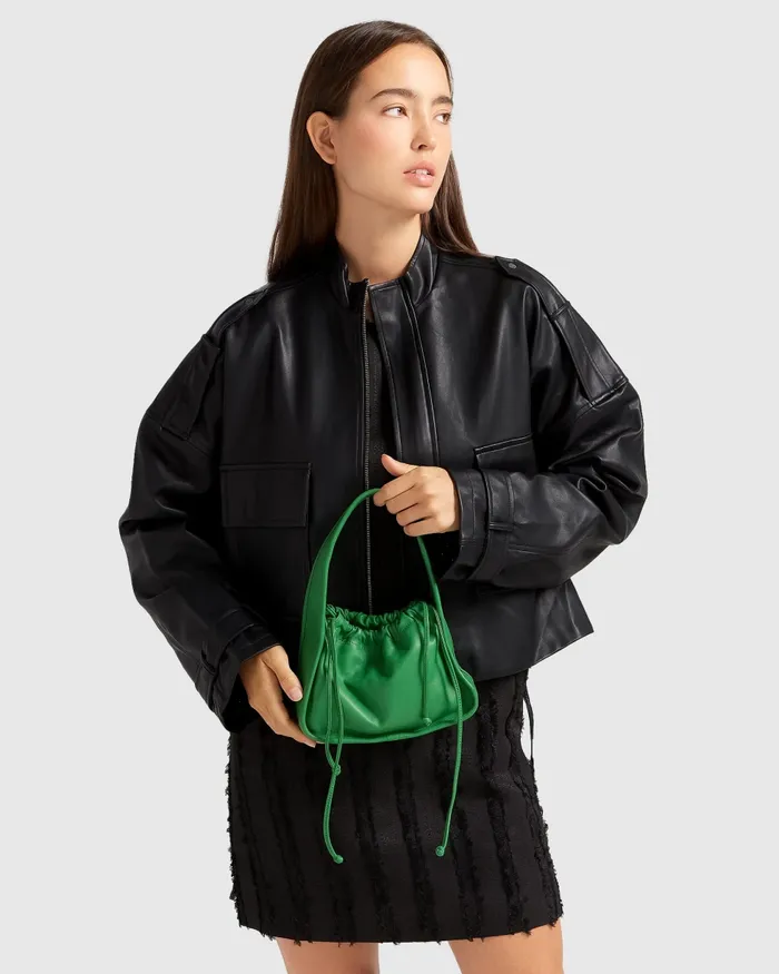 Reload Draped Leather Look Jacket 8211 Black Coats and Jackets Belle and Bloom Women