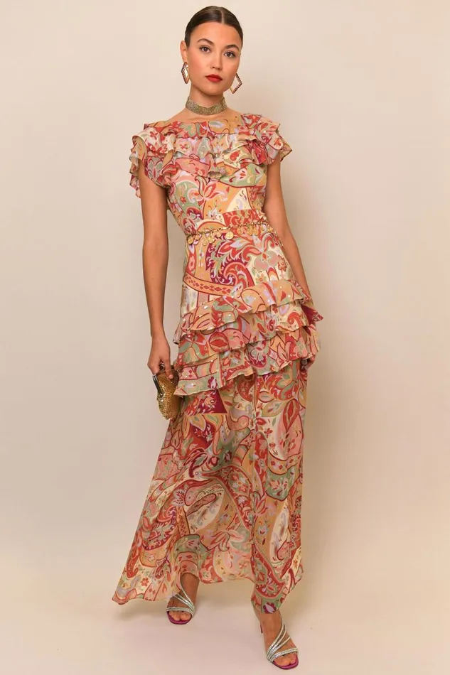 Reme Pastel Abstract Paisley Women RIXO Dresses Reme Pastel Abstract Paisley Women RIXO Dresses