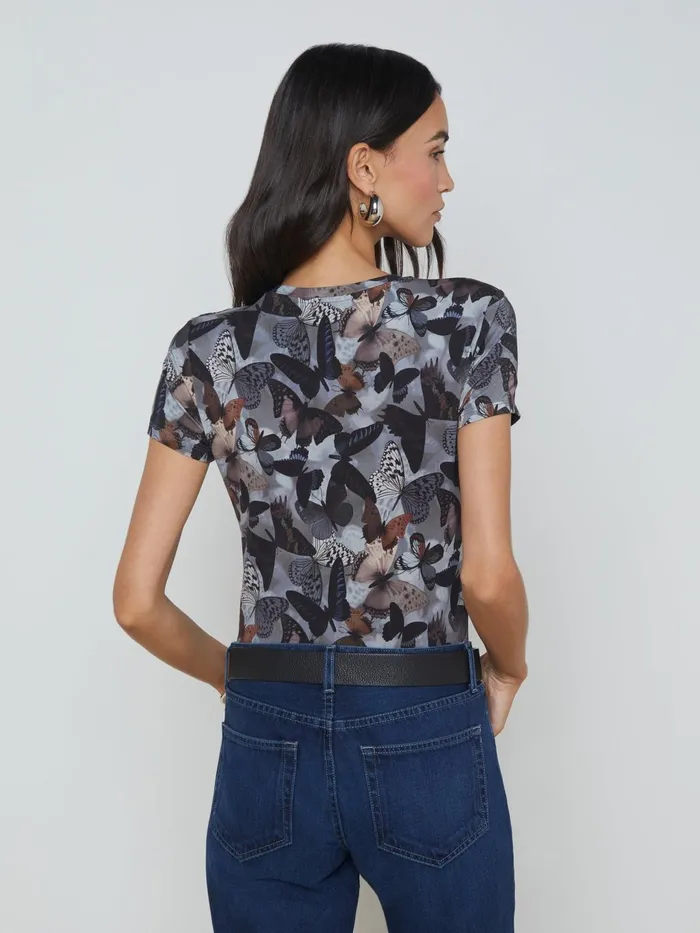 Ressi Fitted Tee Multi Dark Butterfly Women L039Agence Tees Ressi Fitted Tee Multi Dark Butterfly Women L039Agence Tees