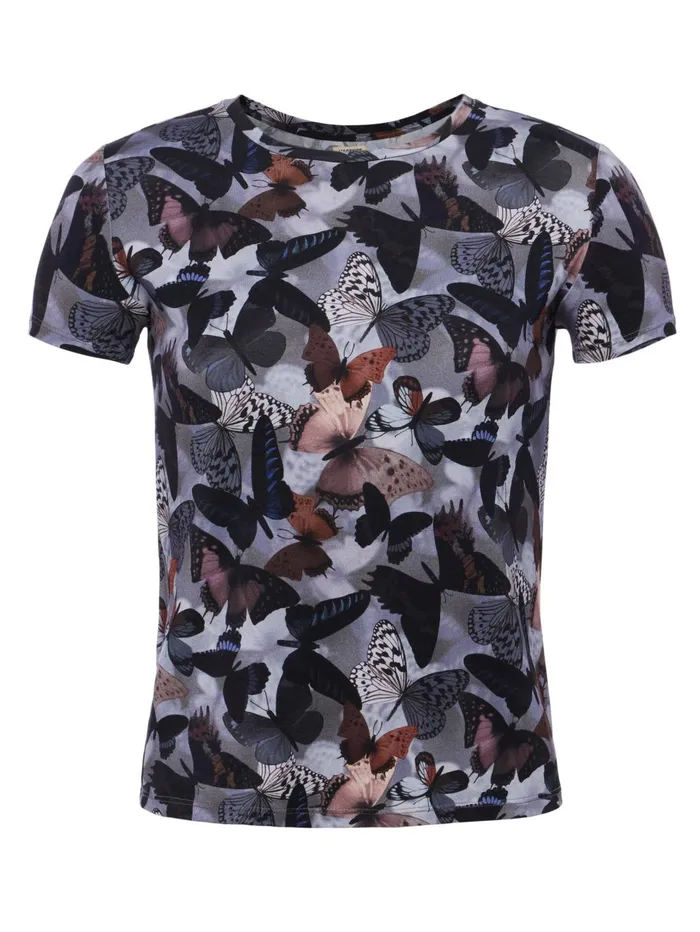 Ressi Fitted Tee Multi Dark Butterfly Women L039Agence Tees Ressi Fitted Tee Multi Dark Butterfly Women L039Agence Tees