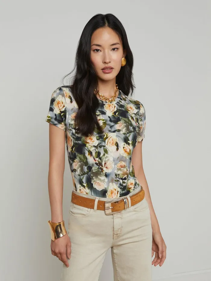 Ressi Fitted Tee Multi Distressed Floral Women L039Agence Tees